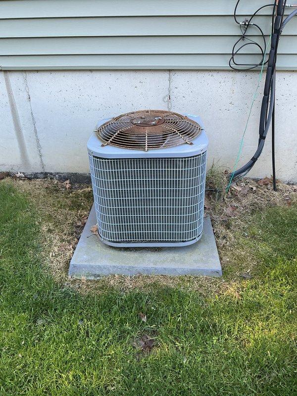 Completed comprehensive air conditioning tune-up on outdoor condensing unit. Performed standard preventative maintenance procedures including inspection of electrical connections, refrigerant level verification, condenser coil cleaning, and operational testing of all components. Unit operating within normal parameters upon completion.