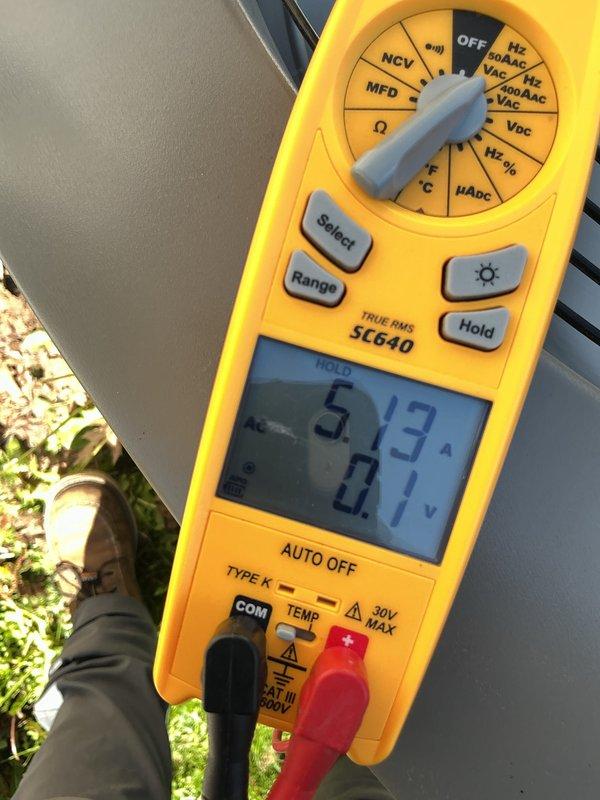 Completed annual preventative maintenance on residential HVAC cooling system. Performed comprehensive electrical diagnostics using digital multimeter, measuring amperage draw and voltage at outdoor condensing unit to verify proper compressor operation and system performance within manufacturer specifications. All readings confirmed equipment operating normally with no deficiencies noted.