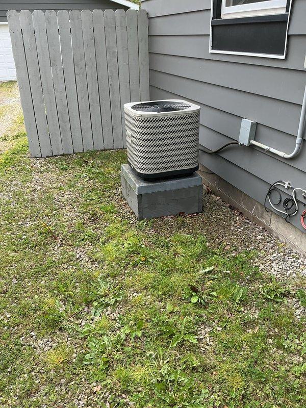 Completed annual preventive maintenance on Gibson residential air conditioning system. Performed comprehensive inspection of outdoor condenser unit, verified proper operation of fan motor and compressor, checked refrigerant levels, cleaned condenser coils, and inspected electrical connections. Unit found to be in good working condition with no deficiencies noted.