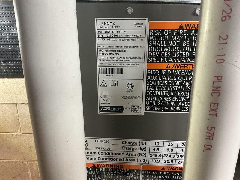 Completed full HVAC system installation including a 70,000 BTU gas furnace (Lennox model CK40CT-24B-71) with humidifier and a 2-ton air conditioning unit (model HV2036-17) with rear discharge configuration. All equipment was installed per manufacturer specifications, existing ductwork reconnected, electrical connections completed, and system tested for proper operation. Mechanical permit obtained and all required paperwork finalized upon completion.