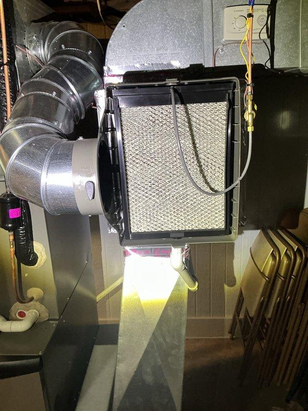 Completed annual HVAC maintenance on Lennox system, replaced air filter in the suspended filter housing, and inspected ductwork connections and electrical components. All system components operating within normal parameters with no issues identified during the maintenance visit.