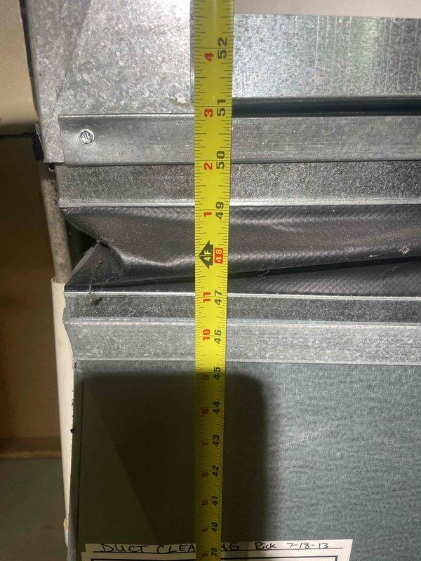 Conducted comprehensive assessment of existing 21-year-old furnace and air conditioning split system for replacement estimate. Documented equipment dimensions and specifications through detailed measurements and photography of evaporator coil assembly and exterior condensing unit clearances. Provided homeowners with equipment replacement options and recommendations for upgrading aging HVAC system, with installation planned for upcoming weeks.