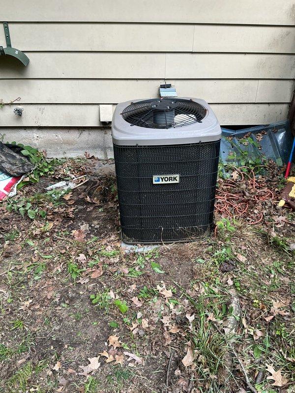 Performed standard preventative maintenance service on York brand air conditioning system. Conducted visual inspection of outdoor condenser unit, verified operational status, and documented equipment condition through photographs. Unit found to be in functional working order with normal signs of outdoor weathering. No immediate repairs or concerns identified during service call.
