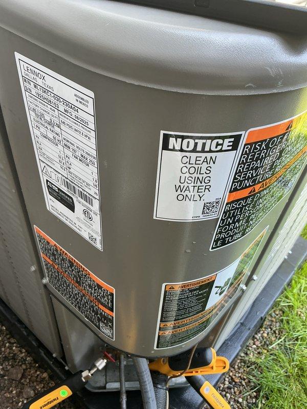 Completed annual cooling maintenance on Lennox heat pump system. Performed comprehensive inspection of outdoor condenser unit, verified proper operation of all components, and took refrigerant readings using digital gauges. Unit operating within normal parameters with no deficiencies identified.