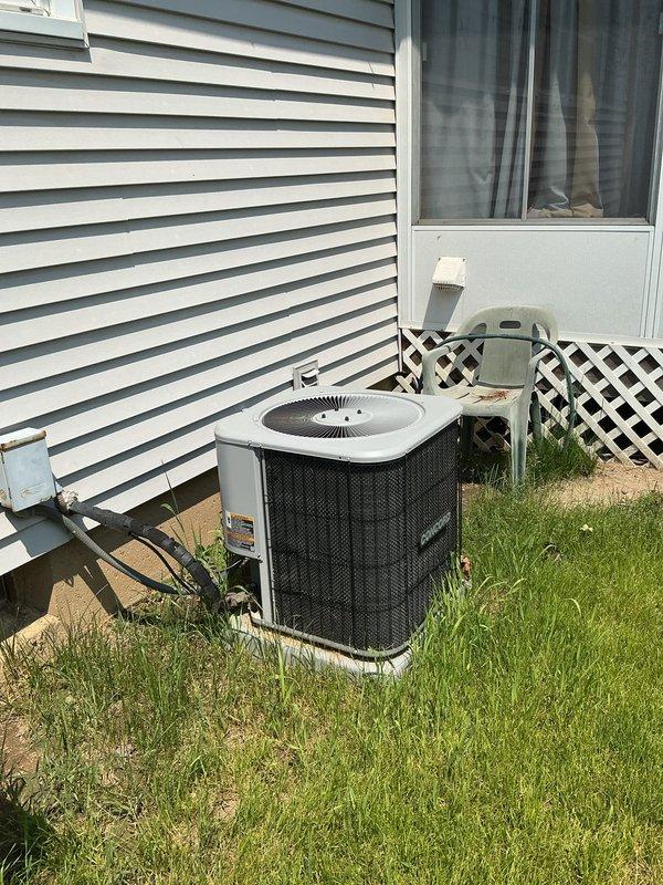 Completed seasonal tune-up on 5-year-old Comfortmaker central air conditioning system to prepare unit for cooling season. Performed comprehensive inspection of outdoor condenser unit, verified electrical connections at disconnect box, checked refrigerant levels, cleaned condenser coils, and tested system operation. All components found to be in good working condition with no issues identified; system is ready for summer operation.