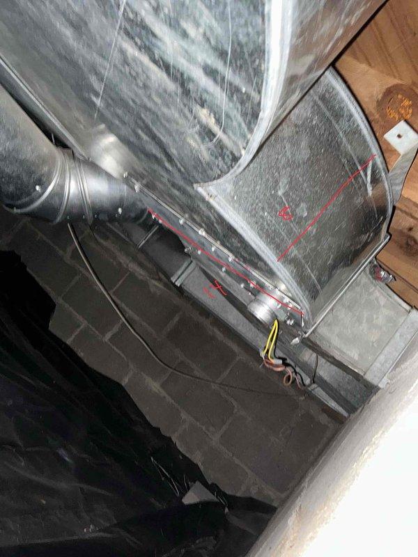 Conducted comprehensive site evaluation for replacement of 19-20 year old non-operational natural gas furnace and air conditioning system located in crawlspace. Assessed existing HVAC equipment accessed through exterior basement entry with weathered wooden frame and metal access doors. Documented current air handler unit with reflective foil wrap, flexible ductwork connections, and electrical wiring configuration in confined crawlspace environment. Evaluated structural conditions including exposed insulation, wooden framing, and equipment placement constraints. Provided detailed replacement estimate for complete furnace and A/C system upgrade to restore climate control functionality.