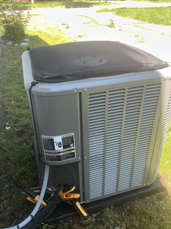 Completed comprehensive Air Handler Check covering both heating and cooling systems for recurring maintenance service. Inspected indoor air handler unit located in attic space, verifying proper operation of all mechanical components, control systems, and airflow distribution. Examined outdoor condensing unit, confirming secure mounting on support brackets, proper clearance from obstructions, and operational status of all exterior components including fan assembly and protective grille. All refrigerant lines, electrical connections, and safety features inspected and found functioning within normal parameters.
