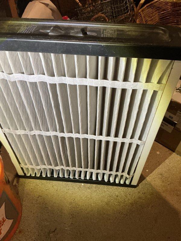Completed annual comprehensive maintenance on residential HVAC system. Inspected furnace unit, verified proper operation of all components, and replaced air filter with new pleated media filter. Documented system condition with photos showing furnace installation, ductwork connections, PVC condensate drainage, and filter replacement to maintain optimal system performance and air quality.