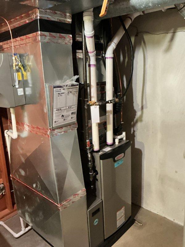 Completed annual cooling maintenance on residential HVAC system including Lennox outdoor condenser unit and indoor furnace/air handler. Performed comprehensive system inspection, checked refrigerant levels, cleaned condenser coils, verified proper airflow through equipment, inspected electrical connections and controls, tested system operation, and documented equipment condition with photographs.