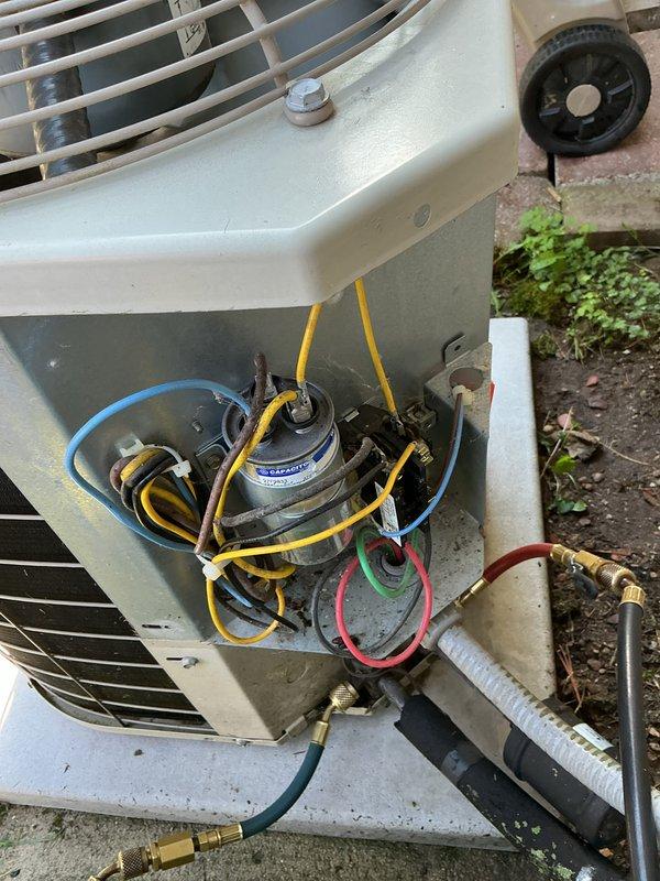 Completed annual cooling maintenance on outdoor condensing unit. Performed system diagnostics using digital gauges and multimeter to verify proper refrigerant pressures, electrical performance, and overall system operation. Inspected and tested capacitor connections, verified all electrical components within specifications, and checked refrigerant line connections for proper sealing. Replaced furnace filters as part of routine maintenance protocol. All systems operating within normal parameters upon completion of service.