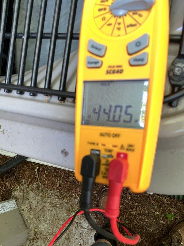 Completed annual cooling maintenance on outdoor HVAC unit. Performed comprehensive system diagnostics using digital multimeter to verify electrical readings and operational parameters. All measurements fell within manufacturer specifications, and unit is operating efficiently for the cooling season.