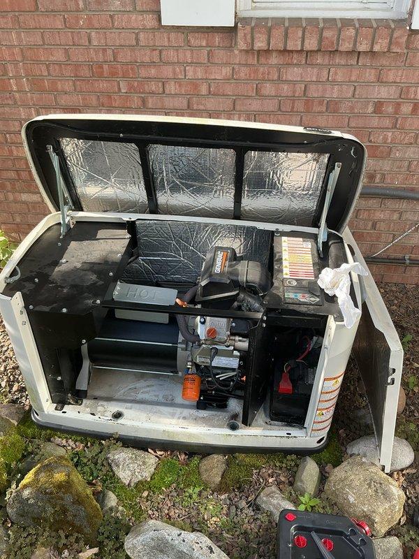 Completed comprehensive AC tune-up and maintenance service on 20kW Generac residential backup generator system. Performed standard preventative maintenance procedures including inspection of all mechanical components, engine servicing, verification of electrical connections, testing of automatic transfer switch functionality, and confirmation of proper operation under load conditions.