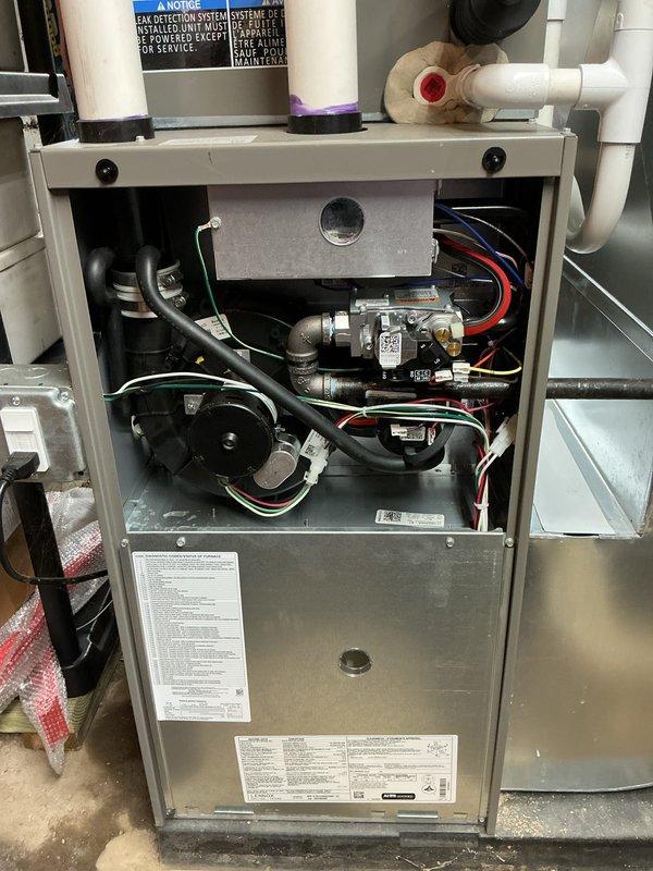 Completed scheduled Air Care preventive maintenance on residential HVAC system, including both heating and cooling equipment. Performed comprehensive inspection of gas furnace with access panel removal, verifying proper operation of gas valve, blower motor assembly, electrical connections, and control components. Inspected outdoor condenser unit, confirmed operational status of fan motor, and assessed refrigerant line connections. All system components found operating within normal parameters; no repairs required at this time.
