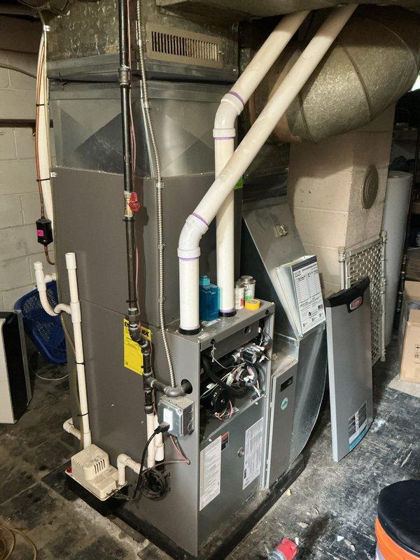 Completed scheduled Air Care maintenance service on residential HVAC system, including both heating and cooling equipment inspection. Performed comprehensive system evaluation, verified proper operation of furnace components including gas valve assembly, blower motor, and electrical connections. Replaced air filter and evaporator pad as part of routine maintenance protocol. All components found operating within normal parameters with no immediate service needs identified.