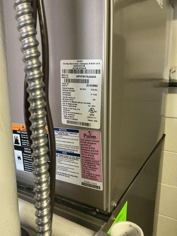 Completed annual cooling maintenance on CNPVP3017ALA44AA unit. Replaced three 16x25x2 air filters and installed Armaflex insulation on refrigerant lines. Unit inspected and operating within normal parameters.