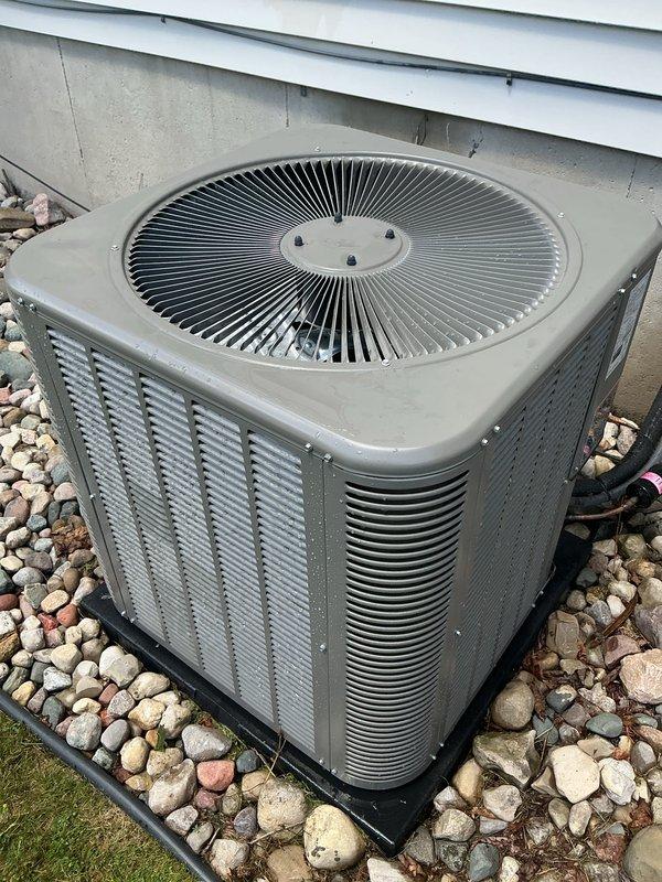 Completed scheduled air conditioning maintenance on residential split system. Performed comprehensive inspection of outdoor condenser unit and indoor air handler components. Replaced air filter and evaporator pad as part of routine preventative maintenance protocol. Inspected heat exchanger assembly, burner components, refrigerant lines, and compressor for proper operation and wear. Verified all mechanical components functioning within normal parameters. System operating efficiently with no issues identified during maintenance visit.