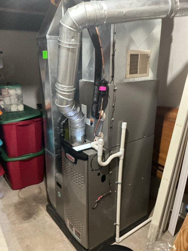 Completed annual cooling maintenance on residential HVAC system including inspection of indoor furnace unit with associated ductwork and outdoor condenser unit. Verified proper operation of both units, inspected electrical connections, refrigerant lines, condensate drainage system, and confirmed all components functioning within normal parameters with no deficiencies noted.