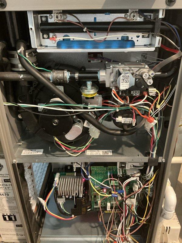 Completed annual AC tune-up and maintenance on 2-year-old Lennox furnace system. Performed comprehensive inspection of all mechanical and electrical components including gas valve assembly, pressure switches, circuit board, capacitor, and wiring connections. Verified proper operation of ventilation system, condensate drainage lines, and refrigerant lines; system operating within normal parameters with no issues identified.