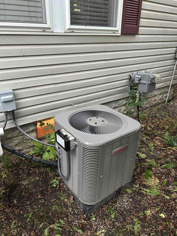 Completed routine preventative maintenance tune-up on a 5-year-old Lennox air conditioning system with no reported operational issues. Performed comprehensive inspection of outdoor condenser unit, checked refrigerant levels, cleaned coils, verified electrical connections, tested thermostat operation, and confirmed proper airflow and system cycling. Unit operating within manufacturer specifications with no deficiencies noted; customer advised system is in good working condition for the cooling season.