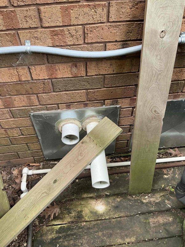 Performed estimate for complete AC system replacement on 10-year-old Lennox central air conditioning unit with complete refrigerant loss due to system leak. Evaluated existing air handling unit in basement and outdoor condensing unit installation, documented current system configuration including ductwork connections and drainage lines, and provided replacement options including warranty coverage information for new equipment installation.