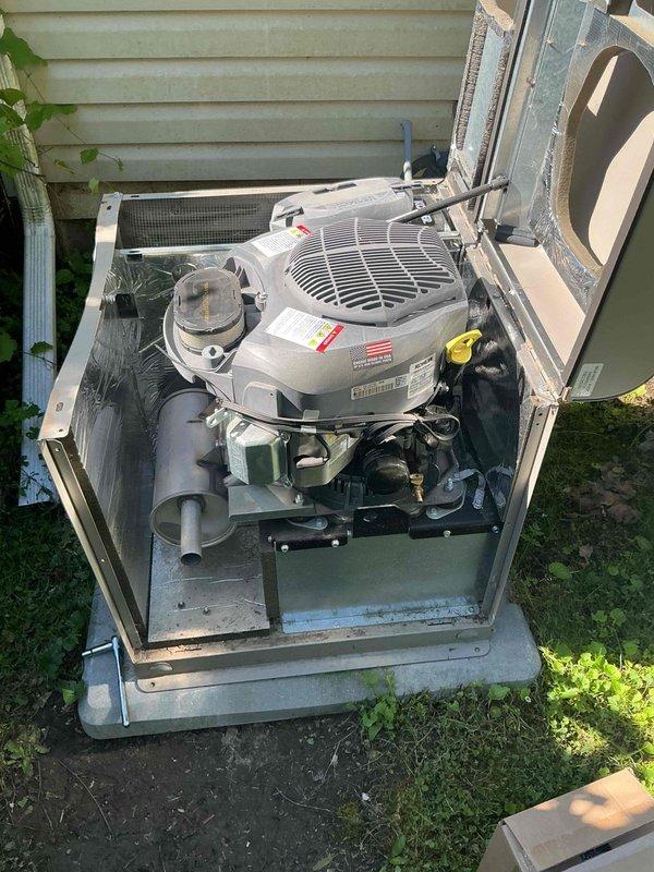 Performed routine electrical maintenance on a Kohler 12KW standby generator system. Accessed internal components for inspection, verified engine condition and operational readiness, and completed standard preventive maintenance procedures to ensure reliable backup power system performance.