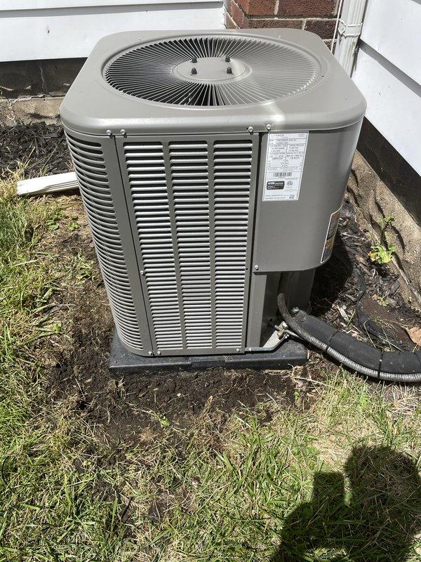 Completed annual HVAC maintenance on residential outdoor condensing unit. Performed standard ACM inspection including visual assessment of unit housing, louvers, fan assembly, and condensate drainage system. Unit found in operational condition with normal weathering consistent with outdoor installation. Documented equipment specifications and current system status with photographic records.