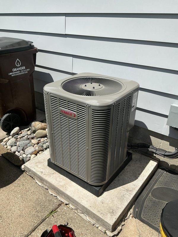 Completed comprehensive maintenance service on 4-year-old Lennox HVAC system including both indoor furnace and outdoor condensing units. Performed full AC tune-up, inspected all internal components including blower motor assembly, pressure switches, control boards, electrical connections, and humidifier system. Cleaned outdoor condenser coils, verified proper refrigerant levels, tested all safety controls and thermostatic operation. System evaluated following previous breakdown incidents reported by customer several months prior. All components found operating within manufacturer specifications, electrical connections secure, and no immediate concerns identified. Unit currently functioning properly with all safety systems operational.