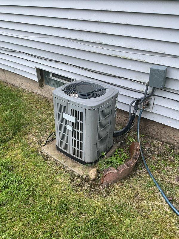 Completed annual preventive maintenance on residential split system air conditioning unit. Performed comprehensive inspection of outdoor condenser unit including cleaning of coils, verification of electrical connections, refrigerant line inspection, and operational testing of compressor and condenser fan motor. All components found operating within normal parameters with no deficiencies noted.