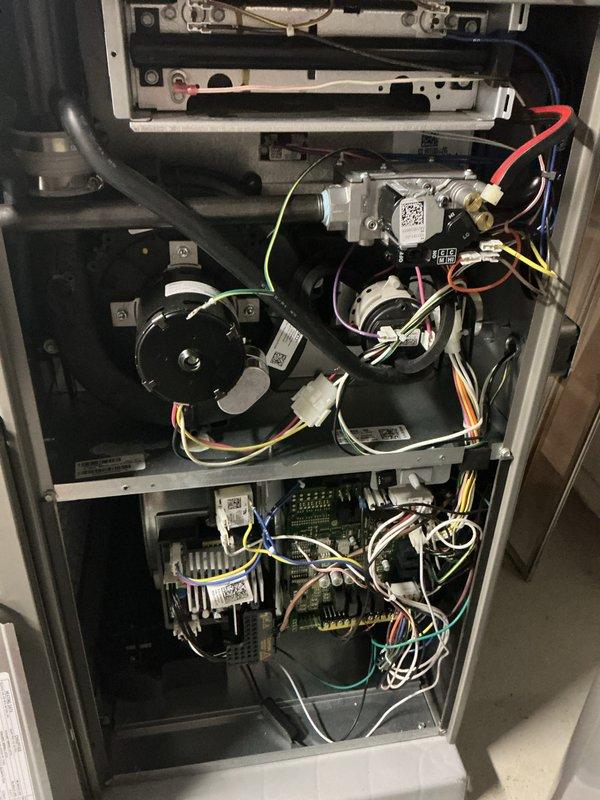 Completed comprehensive tune-up service on residential HVAC system including both heating and cooling units. Performed cooling system maintenance with thorough cleaning of AC unit and components. Replaced furnace air filter with new pleated filter, ensuring proper installation and airflow. Conducted full system inspection of internal components including blower motors, gas valve assembly, electrical connections, and control boards, verifying all components operating within normal parameters.