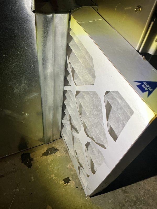 Completed annual cooling maintenance on HVAC system. Replaced air filter with new pleated filter and installed fresh evaporator pad as part of routine preventative maintenance. System inspected and confirmed operational.