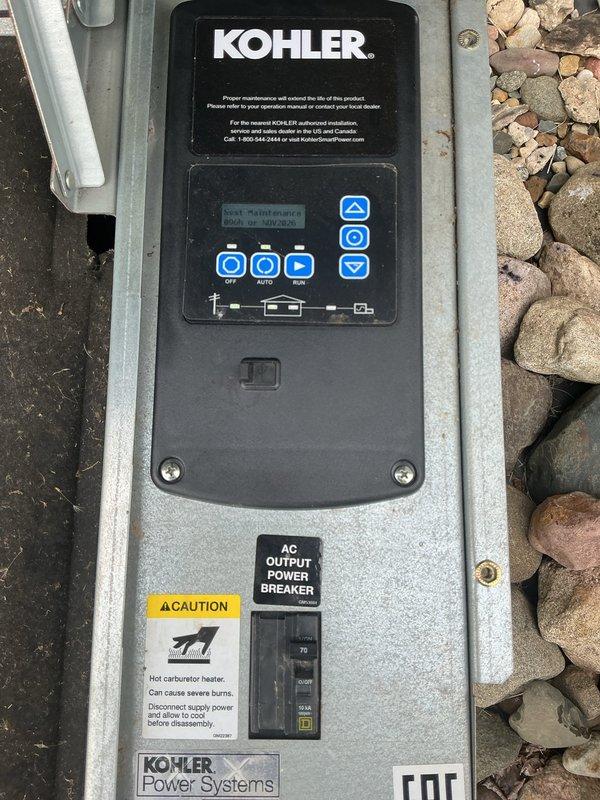 Performed initial diagnostic assessment on Kohler standby generator experiencing controller issues. Inspection revealed weathered battery with corrosion on terminals and jumper cables connected for testing purposes. Due to inclement weather conditions, unable to complete full diagnostic evaluation of the control panel and electronic systems. Follow-up visit required during dry conditions to safely complete troubleshooting of controller malfunctions and determine necessary repairs.