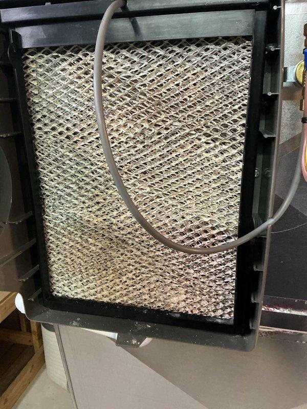 Completed routine AC tune-up on 1-year-old central air conditioning system with no reported issues. Inspected evaporator coil and found moderate dust and debris accumulation on mesh surface; cleaned coil to restore optimal airflow and heat transfer efficiency. Replaced existing air filter with new FilterBuy MERV-rated filter to maintain proper system operation and indoor air quality.