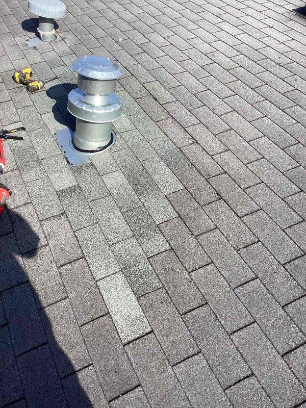 Coordinated with roofing contractor on-site to address potential roof jack recall issue. Temporarily removed metal roof vent and flashing assembly from asphalt shingle roof to allow roofer access for underlying roof deck repairs. Upon completion of roofing work, reinstalled roof jack with proper flashing and weatherproofing to ensure water-tight seal at penetration point.