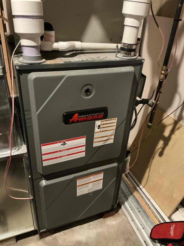 Responded to service call for Nest Gen 3 thermostat experiencing intermittent power issues. Customer had previously replaced thermostat but continued to experience loss of constant power to the unit. Upon arrival, inspected thermostat wiring connections at both the wall plate and the Amana furnace to diagnose power supply inconsistencies. Verified equipment detection process was active on thermostat display, indicating system was attempting to communicate with HVAC equipment. Evaluated C-wire (common wire) connection to ensure continuous 24V power supply to thermostat, as Nest thermostats require constant power for proper operation. Traced low-voltage wiring from thermostat location to furnace control board to identify any loose connections, damaged wiring, or inadequate power delivery that would cause thermostat to lose power intermittently.