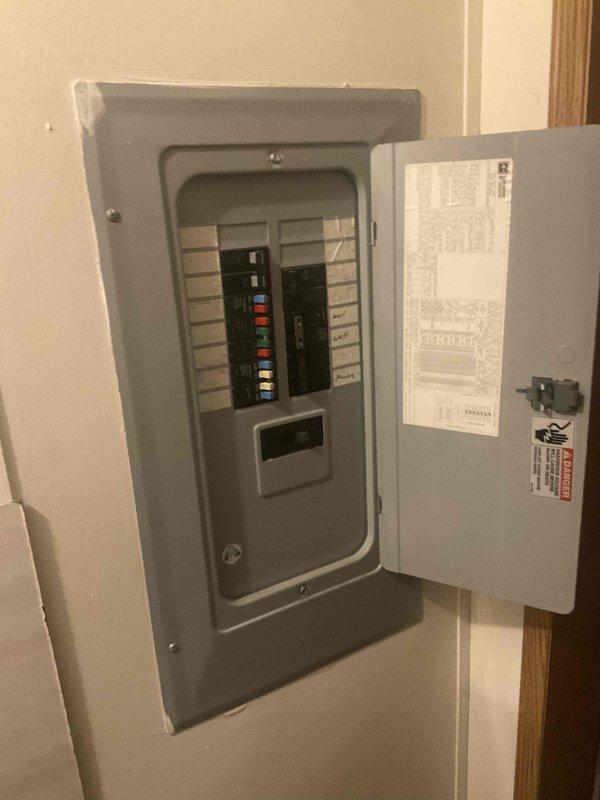 Completed estimate for furnace replacement in residential trailer. Original equipment approximately 30 years old, dating from 1996, with heavily soiled air filter showing significant dust and debris accumulation. Unit located in confined utility closet space with limited access. Customer requested proactive replacement prior to upcoming heating season with no current operational failures reported. Documented existing equipment condition, installation space constraints, and electrical panel configuration for replacement planning purposes.