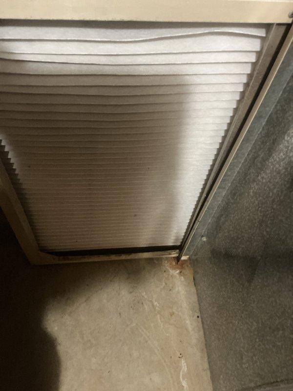 Completed annual cooling maintenance on residential HVAC system. Inspected air handler unit, verified proper operation of all components, and documented existing filter condition showing dust accumulation. System operating within normal parameters at time of service.