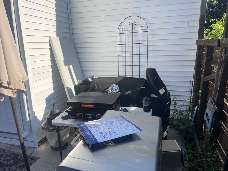 Completed site assessment for new Generac standby generator installation at century-old residential property. Evaluated existing natural gas meter location and accessibility on exterior wall, documented available installation areas including covered patio space near rear of home, and assessed electrical service entry point for transfer switch integration with existing 100-year-old electrical system.