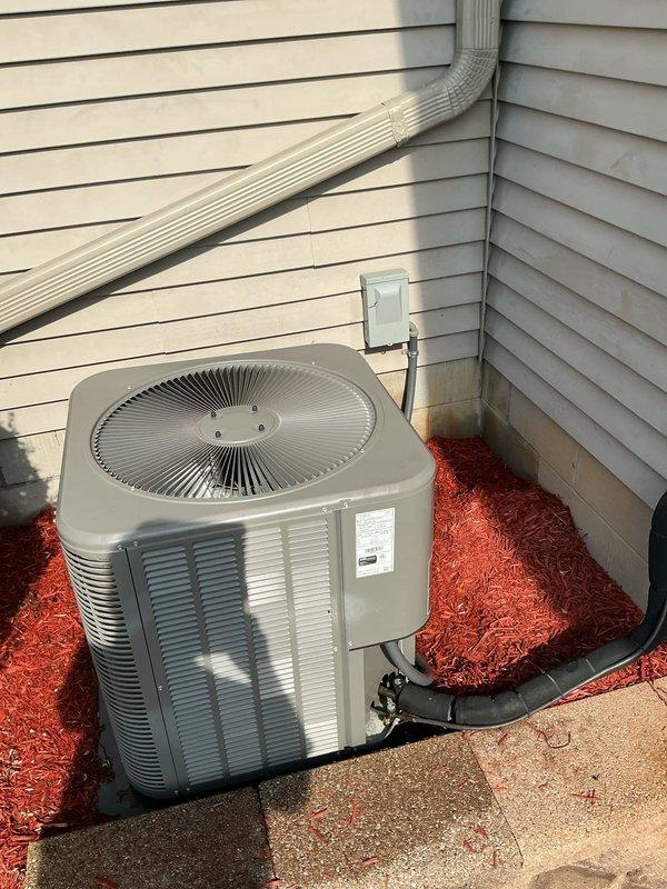 Completed annual cooling maintenance on residential split-system air conditioning unit. Performed comprehensive inspection of outdoor condensing unit, verified proper operation of compressor and condenser fan motor, and checked refrigerant lines for secure connections. Replaced MERV 11 air filter (HCF20-11) at indoor air handler. Unit operating within normal parameters with no deficiencies noted at time of service.