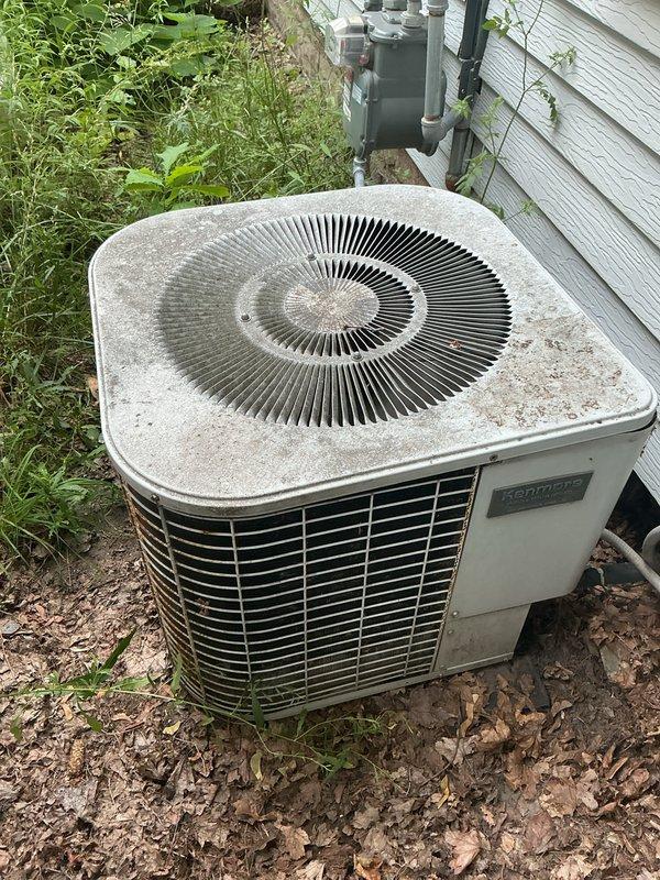 Completed annual HVAC maintenance on residential air conditioning system. Inspected outdoor condenser unit, replaced air filter and evaporator pad, and cleared debris and vegetation from around equipment to ensure proper airflow and system efficiency.