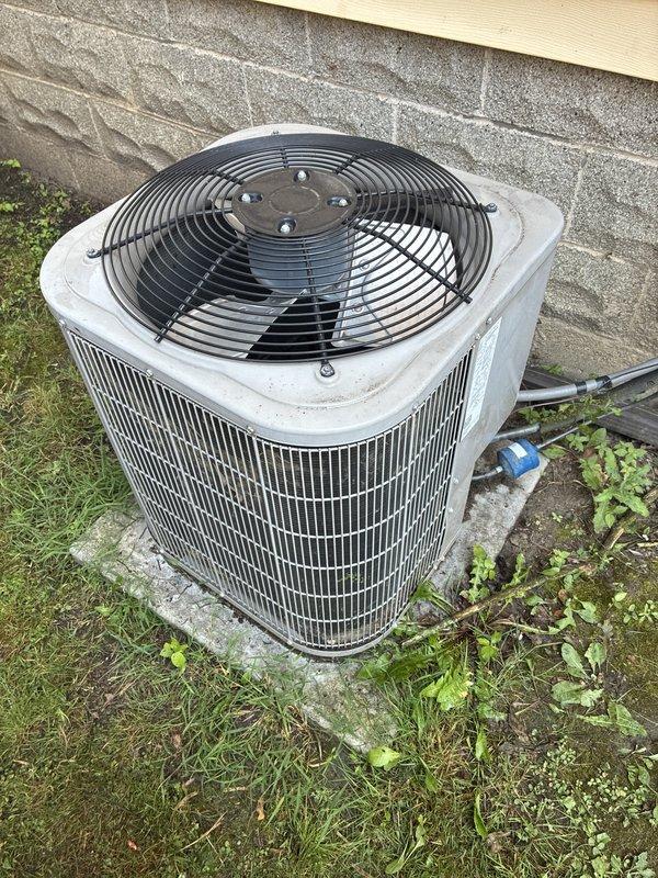 Conducted comprehensive site assessment for complete HVAC system replacement. Evaluated existing outdoor condensing unit showing significant age-related deterioration, weathered casing, and operational failure following previous unsuccessful repair attempt. Documented current system configuration including refrigerant lines, electrical connections, and equipment placement on concrete pad. Photographed installation conditions, foundation access points, and utility connections to develop accurate replacement specifications. Provided detailed estimate for full heating and cooling system replacement including indoor air handler and outdoor condensing unit to address customer's immediate need for reliable climate control within the month.