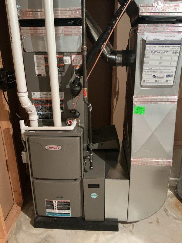 Completed complimentary cooling maintenance on Lennox HVAC system. Installed new air filter as requested, programmed thermostat per customer specifications, and performed standard ACM inspection of furnace and air handler unit with all components operating within normal parameters.