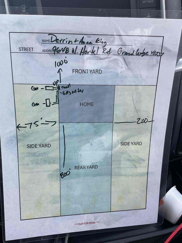 Conducted on-site evaluation for whole home generator installation at a 28-year-old residential property with no existing backup power system. Performed comprehensive site assessment including property layout documentation, measurement of available installation areas, and identification of optimal generator placement location near garage. Evaluated existing electrical service panel capacity, natural gas service availability and proximity, and determined required transfer switch specifications for complete home coverage.