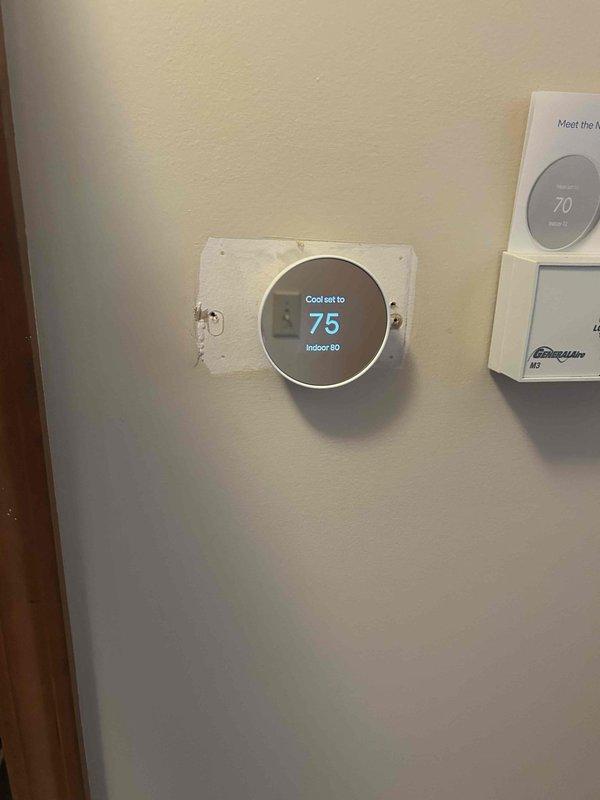 Responded to no heat/cool condition on Lennox system displaying 298 error code following electrical storm. Diagnosed failed thermostat due to power surge damage. Removed defective thermostat and installed new digital programmable replacement unit. Verified proper 24VAC power supply to new thermostat, confirmed communication with furnace and air conditioning system, and tested system operation in both heating and cooling modes. System restored to full functionality with all equipment operating within manufacturer specifications.