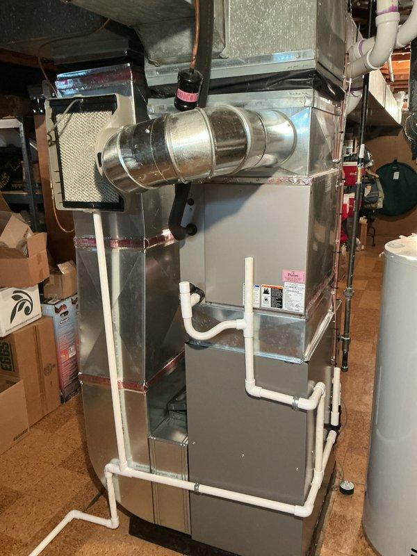 Completed annual cooling maintenance on residential HVAC system. Performed comprehensive inspection of furnace unit, air handler, and associated components including ductwork, refrigerant lines, condensate drainage system, and air filtration housing. Replaced filters/pads as needed and documented equipment condition with photographic records for service history.
