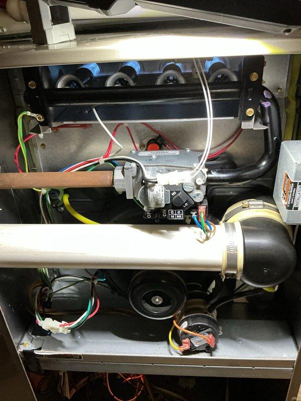 Completed comprehensive Air Care Heating and Cooling maintenance service on residential HVAC system. Performed thorough inspection of gas furnace components including burner assembly, gas valve, pressure switches, and blower motor; all components found operating within normal parameters with proper electrical connections secured. Conducted outdoor condenser unit evaluation with refrigerant pressure diagnostics using manifold gauges; system pressures measured and confirmed within manufacturer specifications. Replaced air filter as part of routine maintenance protocol to ensure optimal airflow and system efficiency.