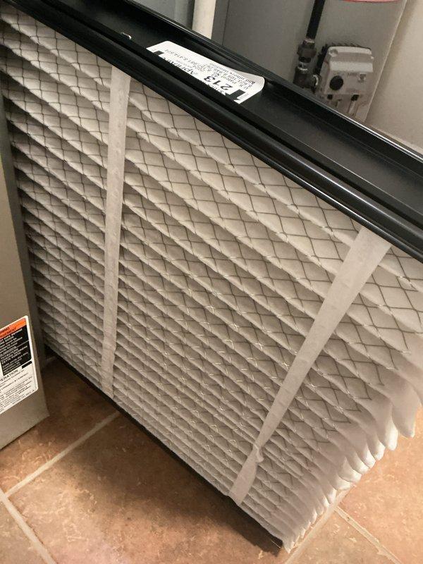 Completed scheduled air conditioning maintenance on Bryant HVAC system. Performed comprehensive inspection of air handler unit, verified proper operation of all components, and inspected ductwork showing condensation accumulation on galvanized supply plenum. Replaced air filters with new pleated media filters to maintain proper airflow and system efficiency.