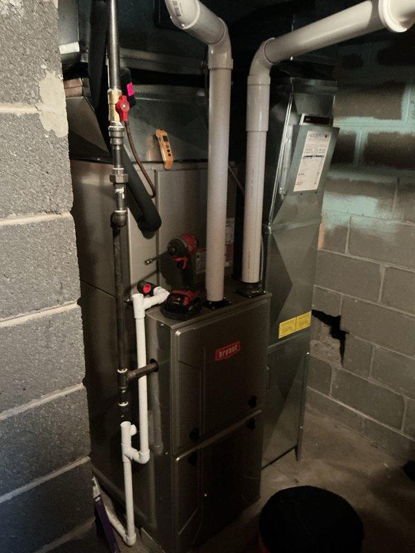 Performed routine preventative maintenance on a six-year-old Bryant residential air conditioning system. Conducted comprehensive system inspection including refrigerant levels, electrical connections, and condensate drain operation. Replaced air filters with new units to ensure proper airflow and system efficiency. Verified all components operating within normal parameters with no deficiencies noted. System is functioning properly and ready for continued service.