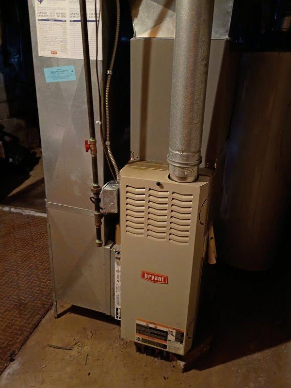 Completed annual cooling maintenance on Bryant HVAC system. Performed comprehensive inspection of furnace and air handler unit, replaced two filters as specified, and verified system electrical readings with multimeter showing 490 VAC supply voltage. All equipment operating within normal parameters with no issues identified during service visit.