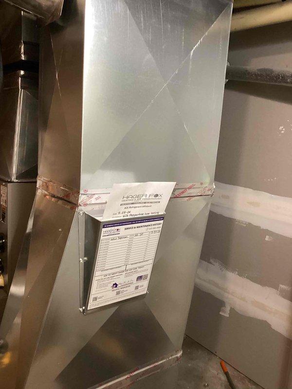 Completed full HVAC system installation including new furnace and air conditioning unit. Installed ductwork with proper sealing and connections, established drainage routing for condensate lines, and verified all mechanical components were properly mounted and secured. All permits were obtained prior to installation, financing paperwork and identification documentation were collected and filed, and system was tested for proper operation upon completion.