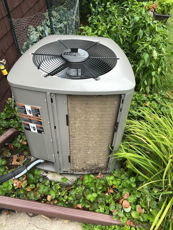 Completed seasonal maintenance tune-up on a Goodman air conditioning system installed in 2023. Performed comprehensive inspection of outdoor condenser unit, which showed good overall condition with proper operation and no visible signs of damage or deterioration. Verified system functionality, checked refrigerant lines, inspected electrical connections, and confirmed adequate airflow through clean condenser coils and fan assembly.